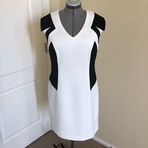 Dress winter white/black color block
